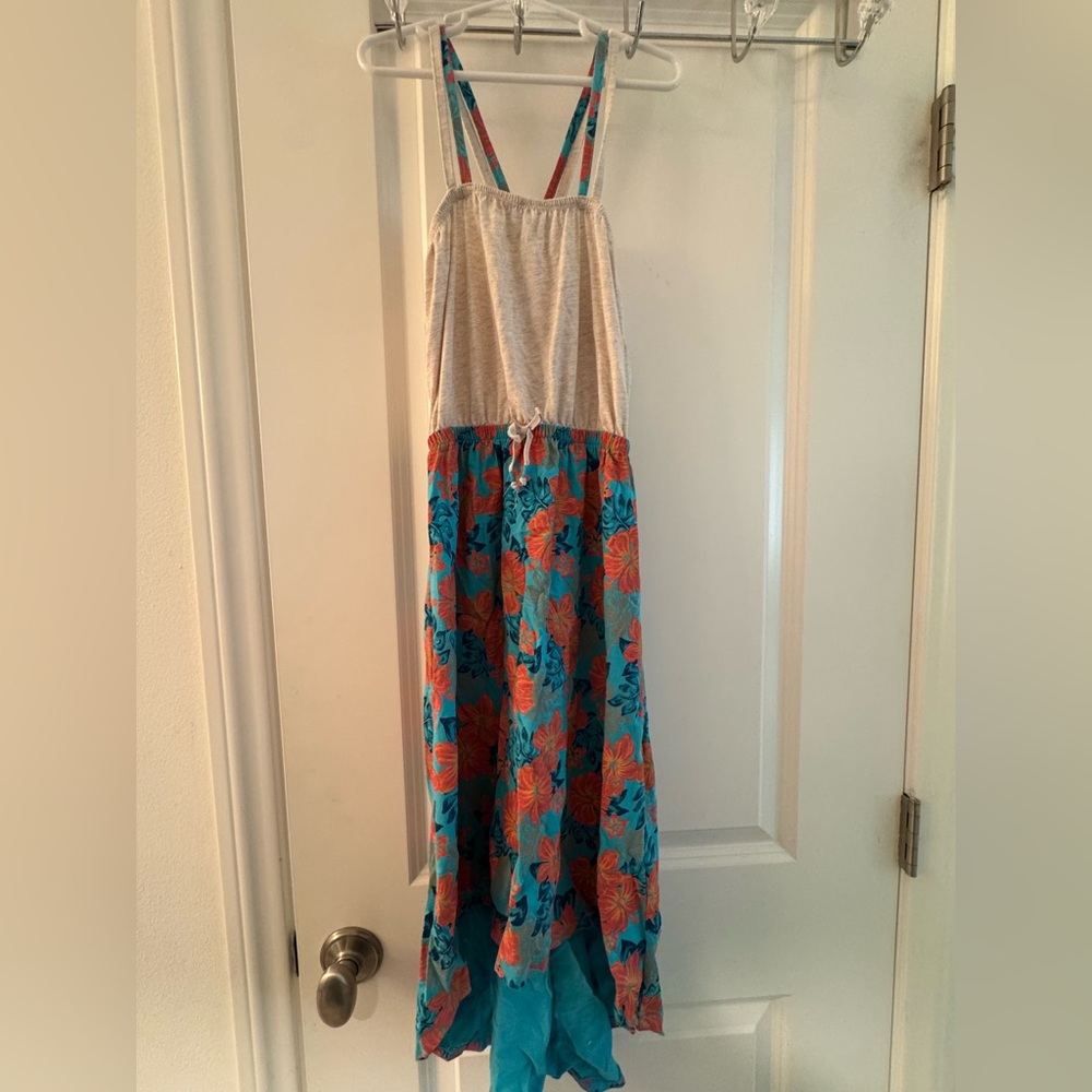 Roxy Girls Tropical Floral Hi-Lo Dress with Strappy Back Size 8/10